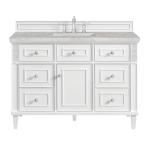 Lorelai 48IN Single Vanity Bright White w/ 3 CM Victorian Silver Silestone Top