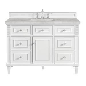 Lorelai 48IN Single Vanity Bright White w/ 3 CM Victorian Silver Silestone Top