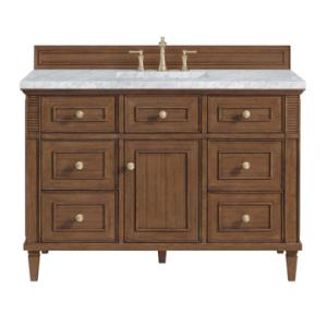 Lorelai 48IN Single Vanity Mid-Century Walnut w/ 3 CM Carrara White Marble Top