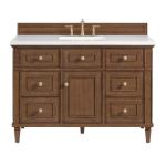 Lorelai 48IN Single Vanity Mid-Century Walnut w/ 3 CM White Zeus Silestone Top