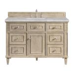 Lorelai 48IN Single Vanity Whitewashed Oak w/ 3 CM Victorian Silver Silestone Top