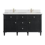 Lorelai 60IN Double Vanity Black Onyx w/ Single Hole 3 CM White Zeus Silestone Top & Backsplash