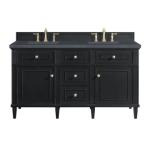 Lorelai 60IN Double Vanity Black Onyx w/ 3 CM Charcoal Soapstone Silestone Top