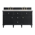 Lorelai 60IN Double Vanity Black Onyx w/ 3 CM Eternal Jasmine Pearl Silestone Top