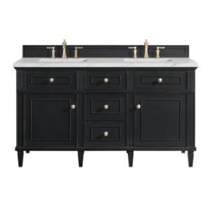 Lorelai 60IN Double Vanity Black Onyx w/ 3 CM Ethereal Noctis Silestone Top
