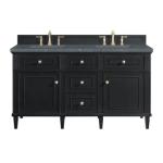 Lorelai 60IN Double Vanity Black Onyx w/ 3 CM Parisien Bleu Silestone Top