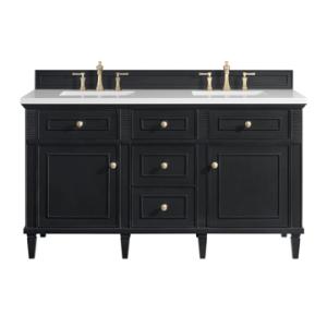 Lorelai 60IN Double Vanity Black Onyx w/ 3 CM White Zeus Silestone Top