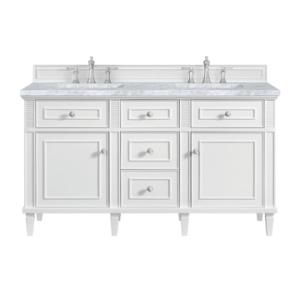 Lorelai 60IN Double Vanity Bright White w/ 3 CM Carrara White Marble Top
