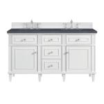 Lorelai 60IN Double Vanity Bright White w/ 3 CM Charcoal Soapstone Silestone Top