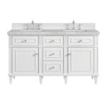 Lorelai 60IN Double Vanity Bright White w/ 3 CM Victorian Silver Silestone Top