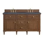 Lorelai 60IN Double Vanity Mid-Century Walnut w/ 3 CM Charcoal Soapstone Silestone Top
