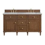 Lorelai 60IN Double Vanity Mid-Century Walnut w/ 3 CM Eternal Jasmine Pearl Silestone Top