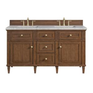 Lorelai 60IN Double Vanity Mid-Century Walnut w/ 3 CM Eternal Jasmine Pearl Silestone Top