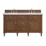 Lorelai 60IN Double Vanity Mid-Century Walnut w/ 3 CM Ethereal Noctis Silestone Top