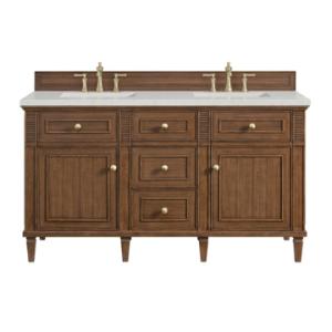 Lorelai 60IN Double Vanity Mid-Century Walnut w/ 3 CM Lime Delight Silestone Top