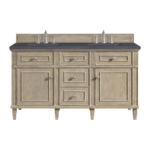 Lorelai 60IN Double Vanity Whitewashed Oak w/ 3 CM Charcoal Soapstone Silestone Top