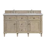 Lorelai 60IN Double Vanity Whitewashed Oak w/ 3 CM Eternal Jasmine Pearl Silestone Top