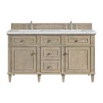 Lorelai 60IN Double Vanity Whitewashed Oak w/ 3 CM Ethereal Noctis Silestone Top