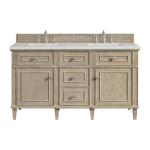 Lorelai 60IN Double Vanity Whitewashed Oak w/ 3 CM Lime Delight Silestone Top