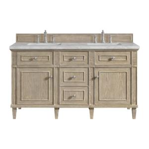 Lorelai 60IN Double Vanity Whitewashed Oak w/ 3 CM Victorian Silver Silestone Top