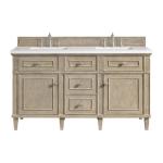 Lorelai 60IN Double Vanity Whitewashed Oak w/ 3 CM White Zeus Silestone Top