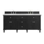 Lorelai 72IN Double Vanity Black Onyx w/ 3 CM Carrara White Marble Top