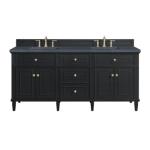 Lorelai 72IN Double Vanity Black Onyx w/ 3 CM Charcoal Soapstone Silestone Top