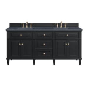 Lorelai 72IN Double Vanity Black Onyx w/ 3 CM Charcoal Soapstone Silestone Top