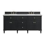Lorelai 72IN Double Vanity Black Onyx w/ 3 CM Ethereal Noctis Silestone Top