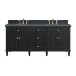 Lorelai 72IN Double Vanity Black Onyx w/ 3 CM Parisien Bleu Silestone Top