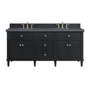 Lorelai 72IN Double Vanity Black Onyx w/ 3 CM Parisien Bleu Silestone Top