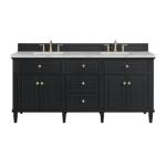Lorelai 72IN Double Vanity Black Onyx w/ 3 CM Victorian Silver Silestone Top