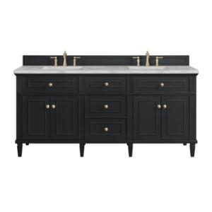 Lorelai 72IN Double Vanity Black Onyx w/ 3 CM Victorian Silver Silestone Top