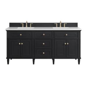 Lorelai 72IN Double Vanity Black Onyx w/ 3 CM White Zeus Silestone Top