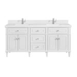 Lorelai 72IN Double Vanity Bright White w/ Single Hole 3 CM White Zeus Silestone Top & Backsplash