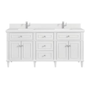 Lorelai 72IN Double Vanity Bright White w/ Single Hole 3 CM White Zeus Silestone Top & Backsplash