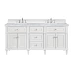 Lorelai 72IN Double Vanity Bright White w/ 3 CM Carrara White Marble Top