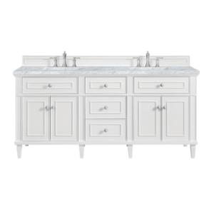 Lorelai 72IN Double Vanity Bright White w/ 3 CM Carrara White Marble Top