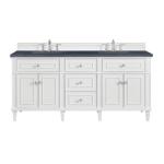 Lorelai 72IN Double Vanity Bright White w/ 3 CM Charcoal Soapstone Silestone Top