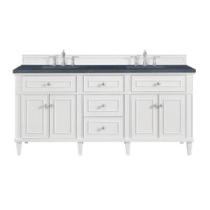 Lorelai 72IN Double Vanity Bright White w/ 3 CM Charcoal Soapstone Silestone Top
