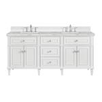 Lorelai 72IN Double Vanity Bright White w/ 3 CM Victorian Silver Silestone Top
