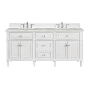 Lorelai 72IN Double Vanity Bright White w/ 3 CM Victorian Silver Silestone Top