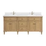 Lorelai 72IN Double Vanity Light Natural Oak w/ Single Hole 3 CM White Zeus Silestone Top & Backsplash