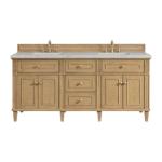 Lorelai 72IN Double Vanity Light Natural Oak w/ 3 CM Eternal Jasmine Pearl Silestone Top