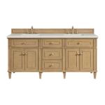 Lorelai 72IN Double Vanity Light Natural Oak w/ 3 CM Lime Delight Silestone Top