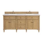 Lorelai 72IN Double Vanity Light Natural Oak w/ 3 CM White Zeus Silestone Top