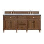 Lorelai 72IN Double Vanity Mid-Century Walnut w/ 3 CM Carrara White Marble Top