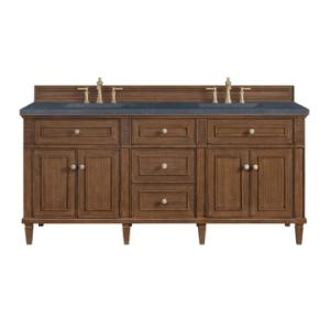 Lorelai 72IN Double Vanity Mid-Century Walnut w/ 3 CM Charcoal Soapstone Silestone Top