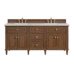 Lorelai 72IN Double Vanity Mid-Century Walnut w/ 3 CM Eternal Jasmine Pearl Silestone Top