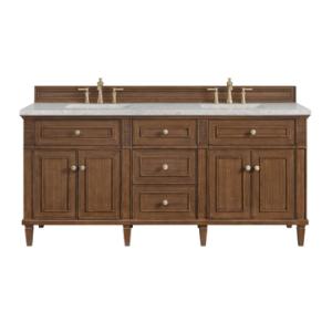 Lorelai 72IN Double Vanity Mid-Century Walnut w/ 3 CM Eternal Jasmine Pearl Silestone Top